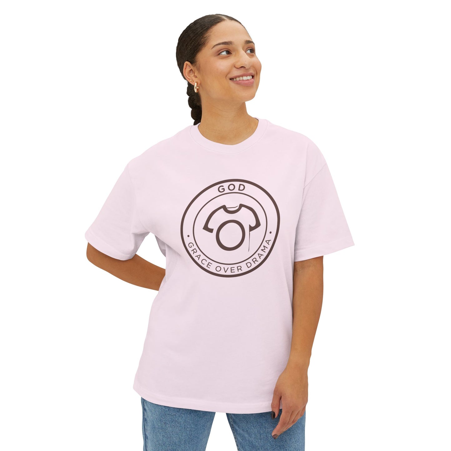 Oversized GOD Tee – Grace over Drama | Unisex Cotton Tee